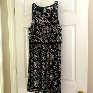 Loft black print sleeveless dress.